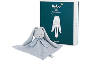 Kaloo - Square Doudou Rabbit Blue - Lapinoo - Soft Polyester and Micro-Velvet Baby Comfort Blankie - Early Development Toy - 