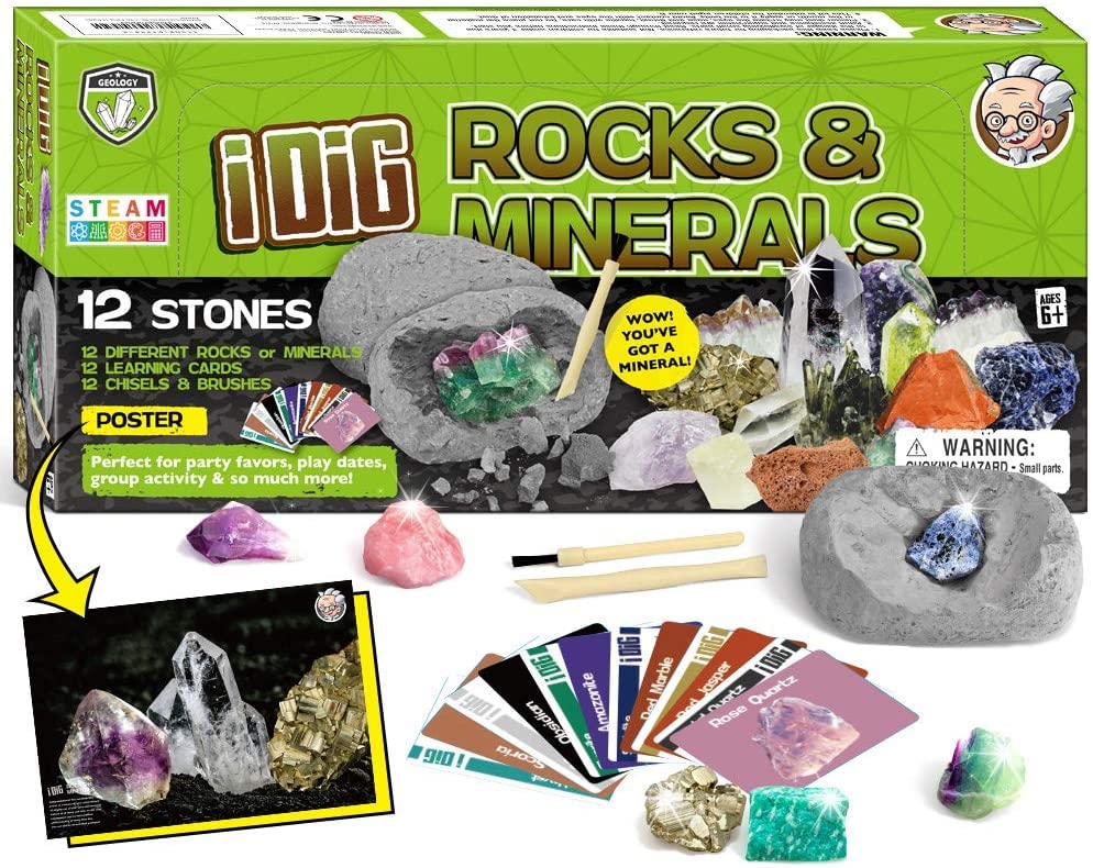 Dr.Daz Gem Dig Kit, Gemstones for Kids,Science Kits for kids age 6, Dig It Up Gem Discovery Kit, Educational toys, Geology, Kids Activities, Birthday Presents