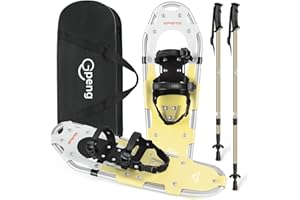 Gpeng Snowshoes for Men Women Youth Kids, Light Weight Aluminum Snow Shoes with Trekking Poles, Crampon Protector and Carrying Tote Bag (Navy Blue, 21 inch)