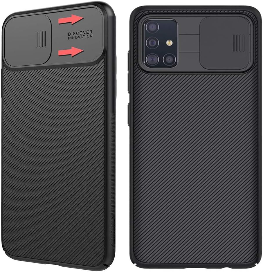 Samsung Galaxy A51 Case, Vitodo Slide Cover Camera Lens Protective Case, Slim Stylish Both Sides Non-Slip Design Anti-Scratch Full Body Protection Cases (Black)
