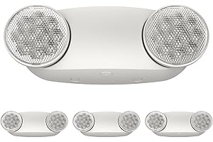 EXITLUX 4 Pack White LED Emergency Lights with Battery Backup, Two Head Adjustable Emergency Lighting Fixtures-Fireproof Materials-Emergency Lighting Fixture/Emergency Light Home