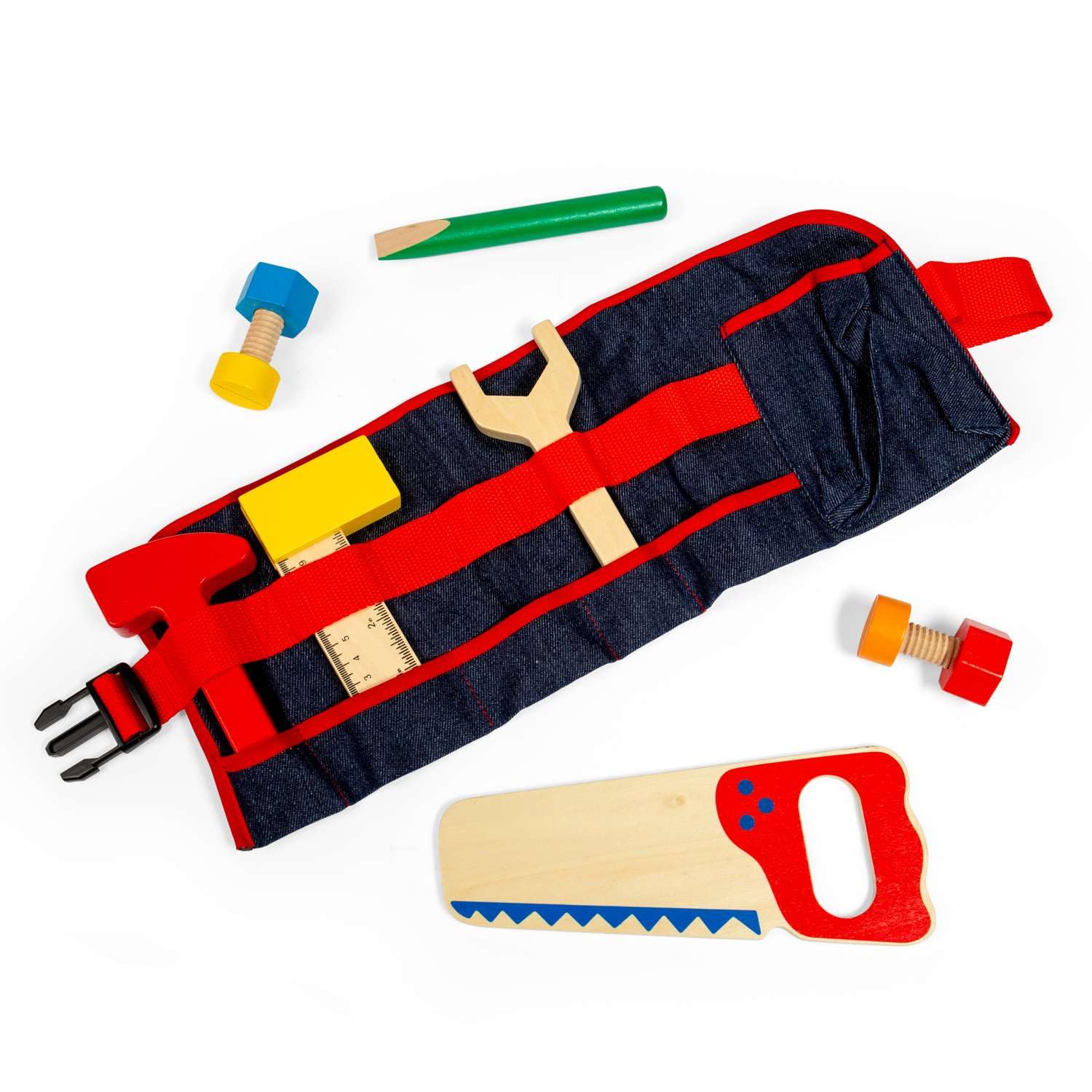 Bigjigs Toys Carpenter's Tool Belt with Wooden Tools