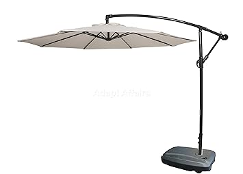 Invezo Impression Luxury Side Pole Patio Umbrella 9 ft Diameter White with Water Base - Garden Umbrella/Outdoor Umbrella/Large Umbrella/Resort Umbrella/Terrace Umbrella/Lawn Umbrella/Patio Umbrella