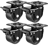 W B D WEIBIDA 3-Inch Heavy Duty Plate Swivel Caster Set of 4 with Brake