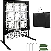 9 Hole Pitching Net, Heavy-Duty Baseball Net with Strike Zone for Pitching and Hitting, Height Adjustable Training Equipment with 9 Pocket Pitching Target for Baseball & Softball Practice