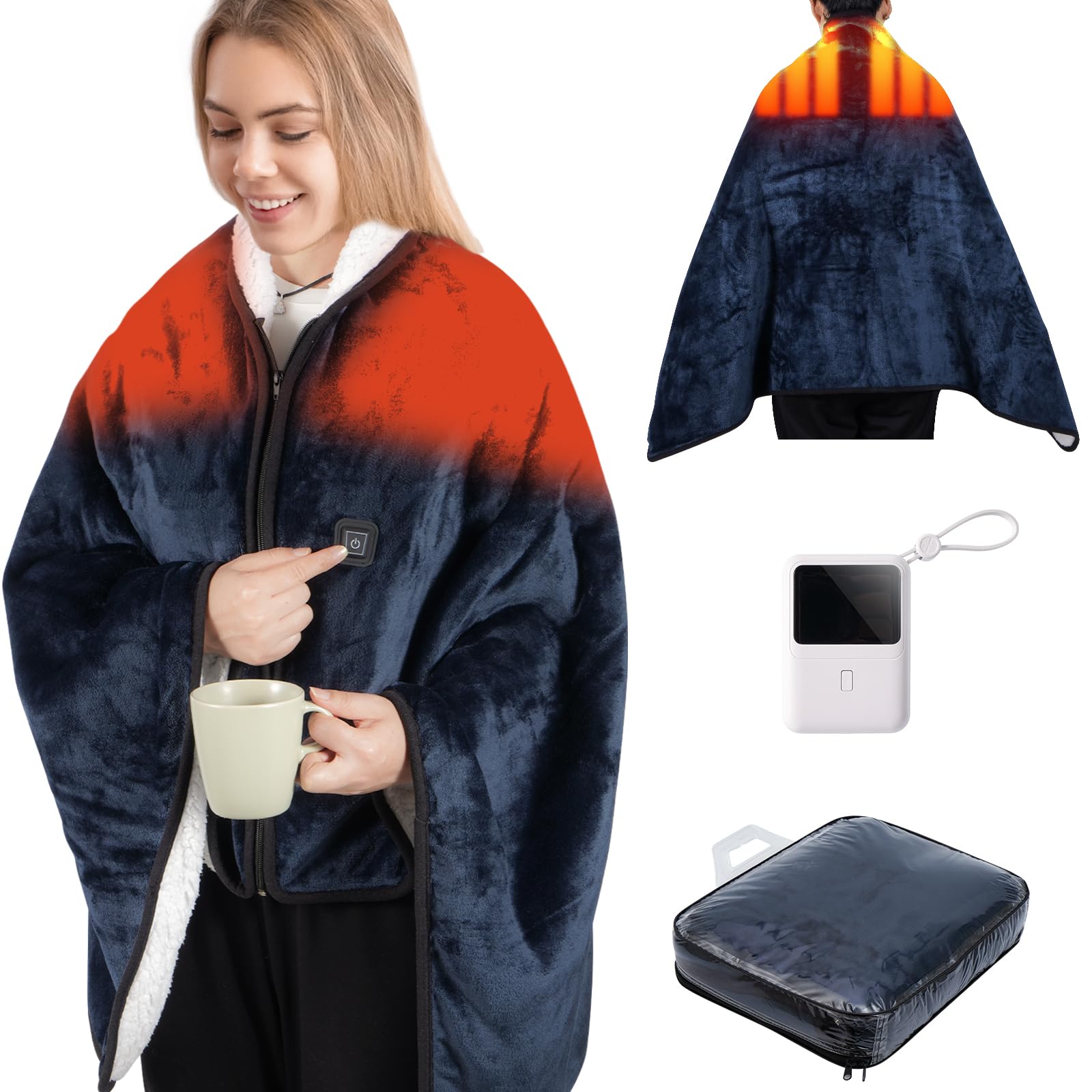Photo 1 of Heated Blanket Battery Operated with Battery Pack,Cordless USB Heated Shawl,Outdoor Portable Electric Blanket,USB Heated Throw 3 Heating Levels,Softnees Heating Blanket for neck and Shoulder