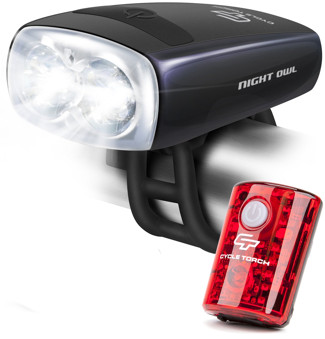 Cycle Torch Night Owl USB Rechargeable Bike Light Set, Perfect Commuter