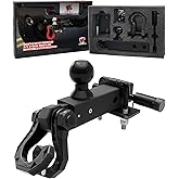 AMBULL Rotatable D Ring Separate Shackle Trailer Hitch Receiver & 2-Inch Ball Mount, 3/4" Shackle with 2" Towing Ball Mounts, 23T/50706Lbs Break Strength Heavy Duty Towing Recovery Hitch, BlackBlack