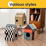 Conlun Cardboard Cat House with Scratching Board and Catnip Medium view 8