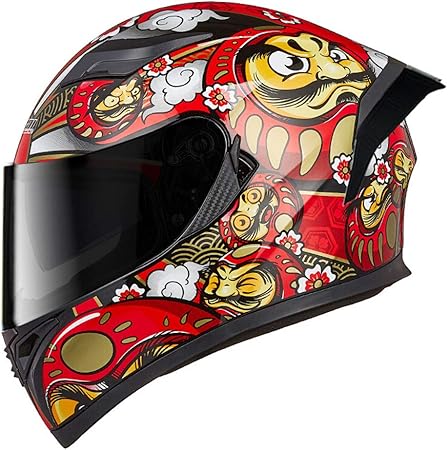 Amazon バイクヘルメットフルフェイスヘルメット 人気 メンズレディースダブルシールドヘルメット 個性 プリント柄 ジェットヘルメット 内装洗濯可 オートバイ ハーレー シールド付き 多色全25色 人気商品 Pscマーク付き A11 L フルフェイス 車 バイク