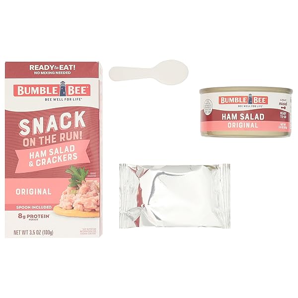 BUMBLE BEE SNACK ON THE RUN! PROTEIN SNACK PACK – HAM SALAD WITH CRACKERS – 8G PROTEIN PER BOX – READY TO EAT EASY-OPEN CAN (PACK OF 1)