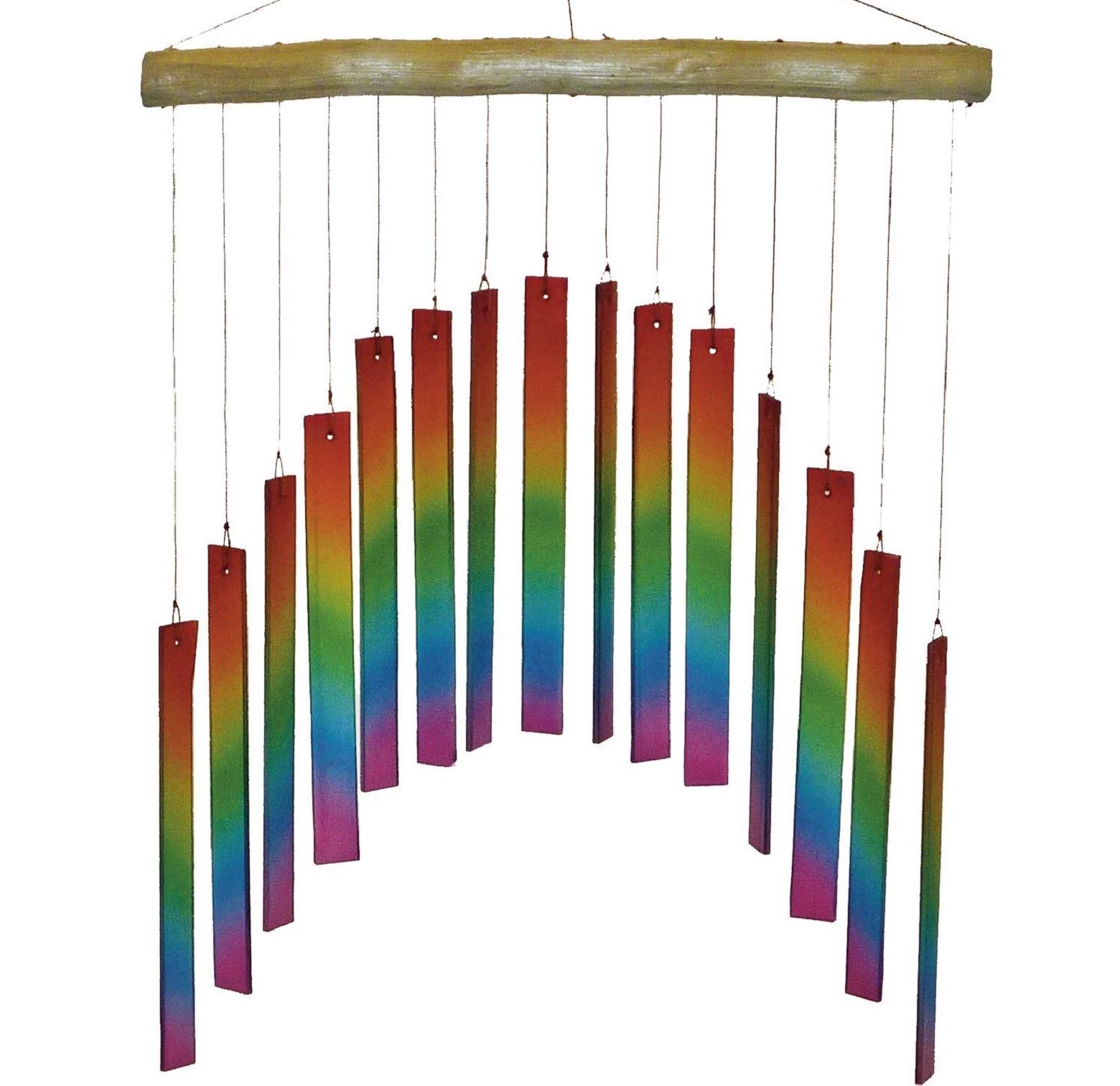 My Family House Glass Wind Chime - Curved Rectangle in Rainbow - 100% Fair Trade - Handmade from Recycled Materials