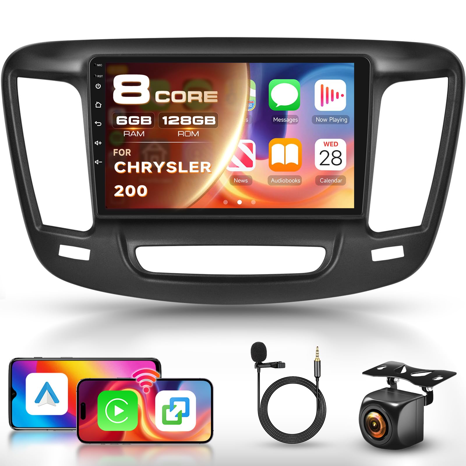 Photo 1 of 8 Core 6G 128G for Chrysler 200 200C 2015-2019 Radio Android 9 Inch Touchscreen Wireless Carplay Android Auto, Car Stereo for Chrysler Upgrade Bluetooth DSP GPS Navigation WiFi FM/RDS Backup Camera