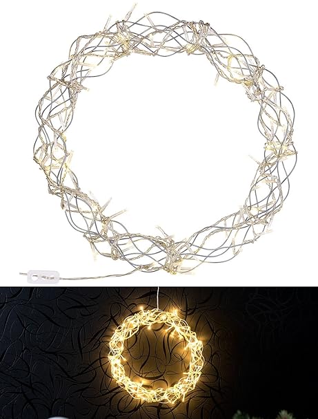 Lunartec LED Kranz: LED-Lichterkranz für Fenster, Türen u.v.m, 90 warmweiße LEDs, Ø 30 cm (Lichterkranz Weihnachten)