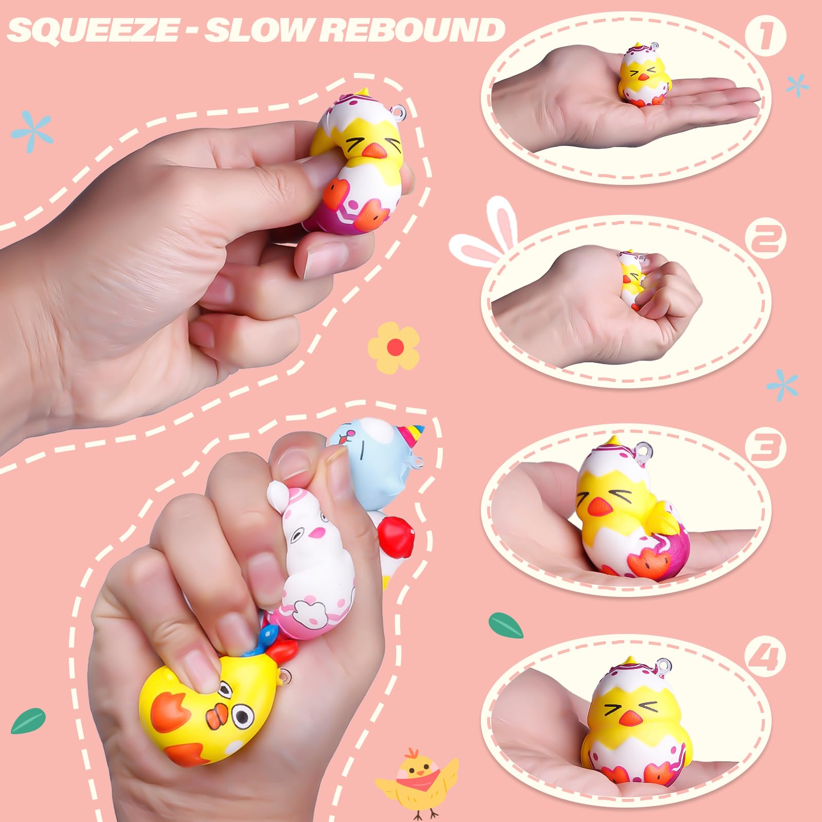 Exun 12 Pack Easter Eggs Filled with Squishy Toy - Mini Squishies Eggs Bunny Toys Inside for Easter Eggs Hunt, Easter Basket Stuffers/Fillers, Filling Treats, Party Favor, Classroom Prize Supplies