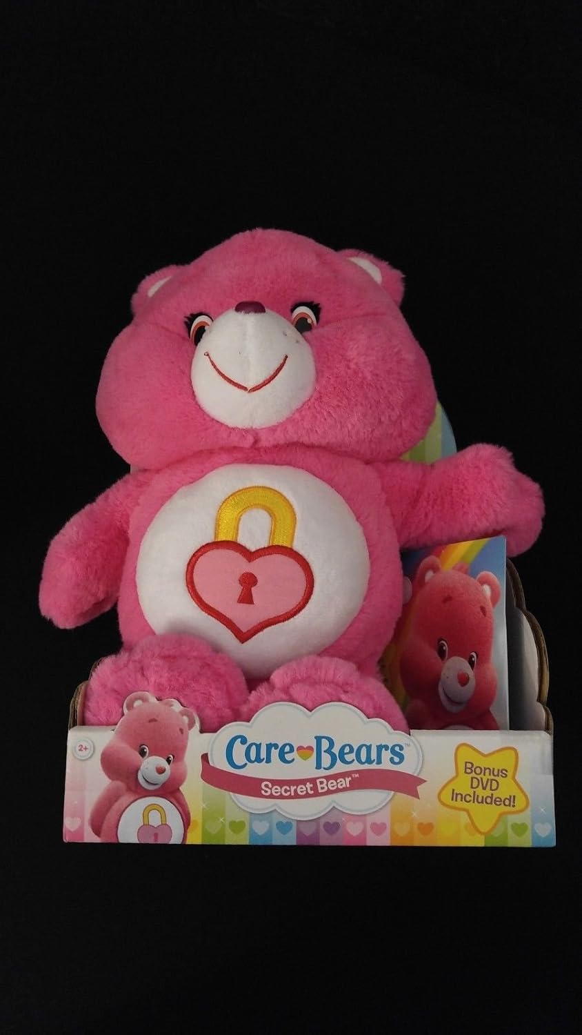 pink care bear with heart lock