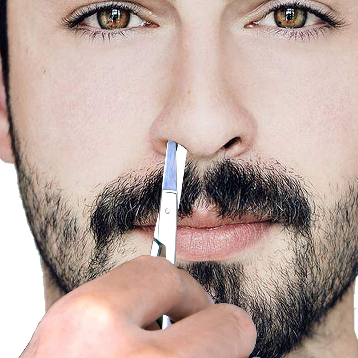 Eafing Nose hair Scissors & Mustache Trimmers, Beard, Eyebrows & Eyelashes Trimming Scissors with Larger Finger Rings, Comb: Beauty