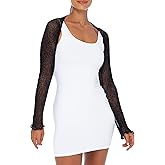 Back From Bali Womens Sheer Arm Cover Shrug Lightweight Cropped Mesh Knit Sleeves