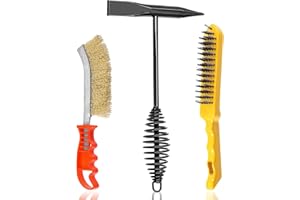 Glarks 3Pcs 500g Welding Chipping Hammer with Steel Wire Brush and Wire Scratch Brush Kit, Welding Hammer Slag Removal Tool w