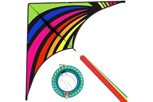 Mint's Colorful Life 60'' Delta Kite With 7.1in Reel Winder, Easy Flying & String Spool for Kids & Adults, Best Beach Set for Beginners