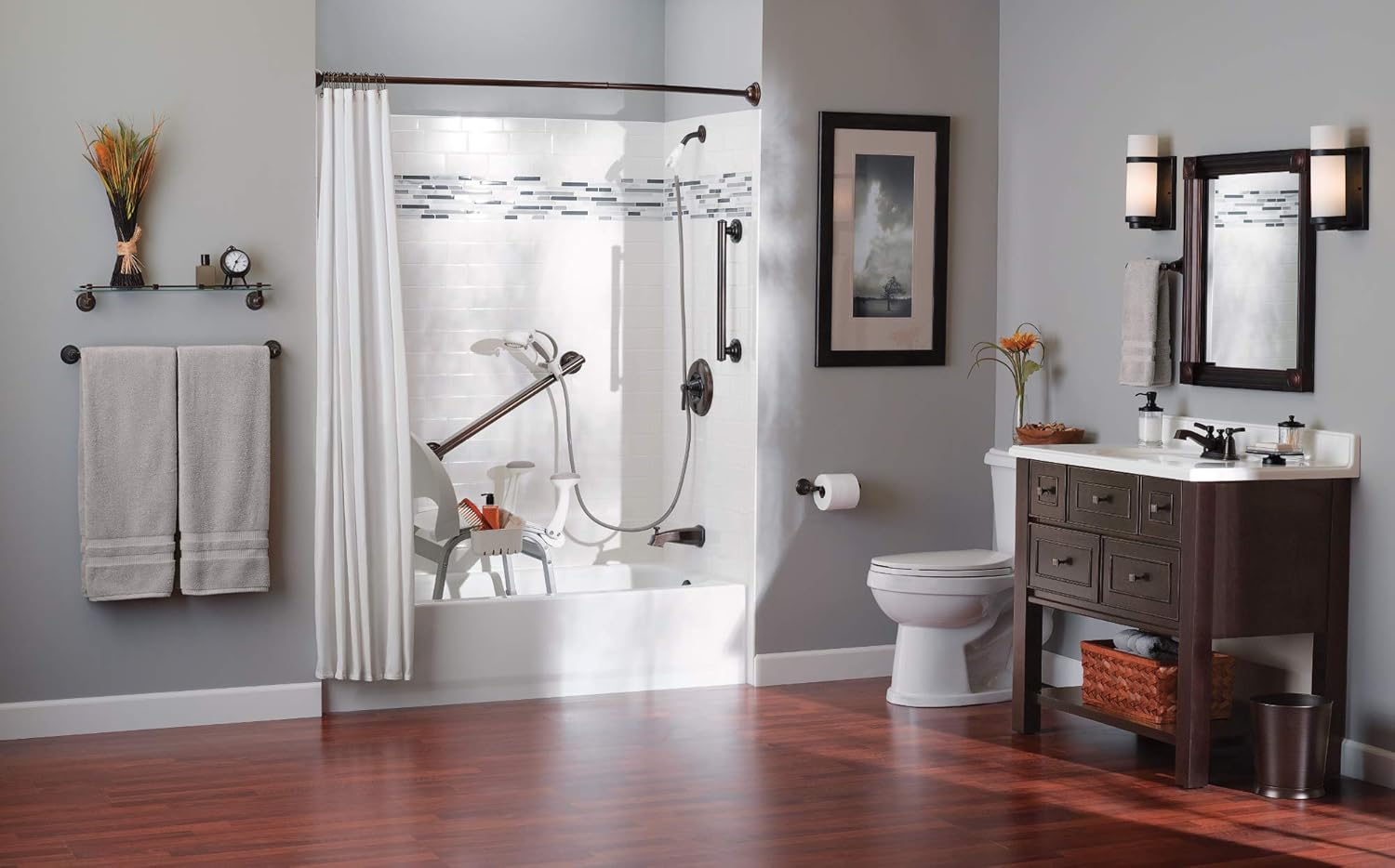 Moen LR8724D3GOWB Ultima 24-Inch Designer Grab Bar with Curl Grip, Old World Bronze: Home Improvement