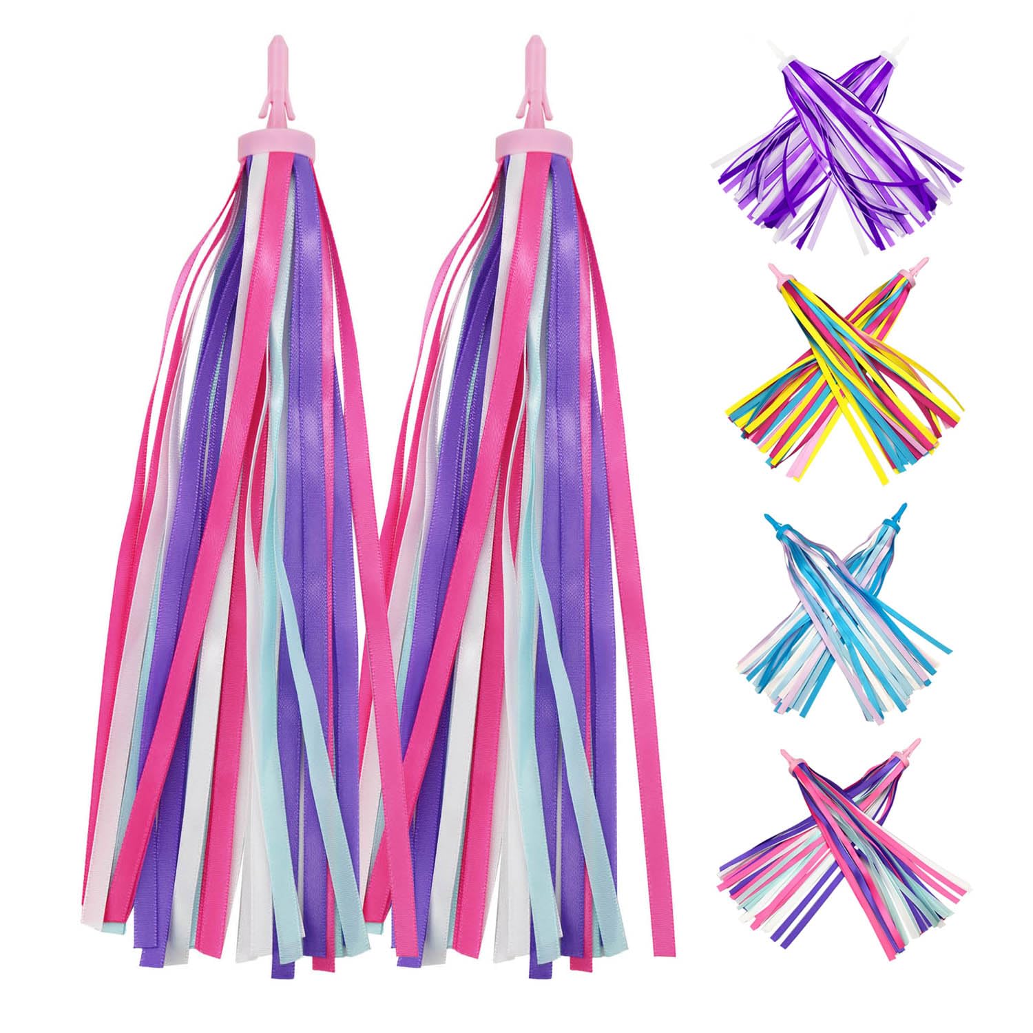 PLATT Kid's Bicycle Handlebar Streamers Colorful Ribbons Tassel for Girls Boys Bicycle Handlebar Scooter Handgrip (1Pair)