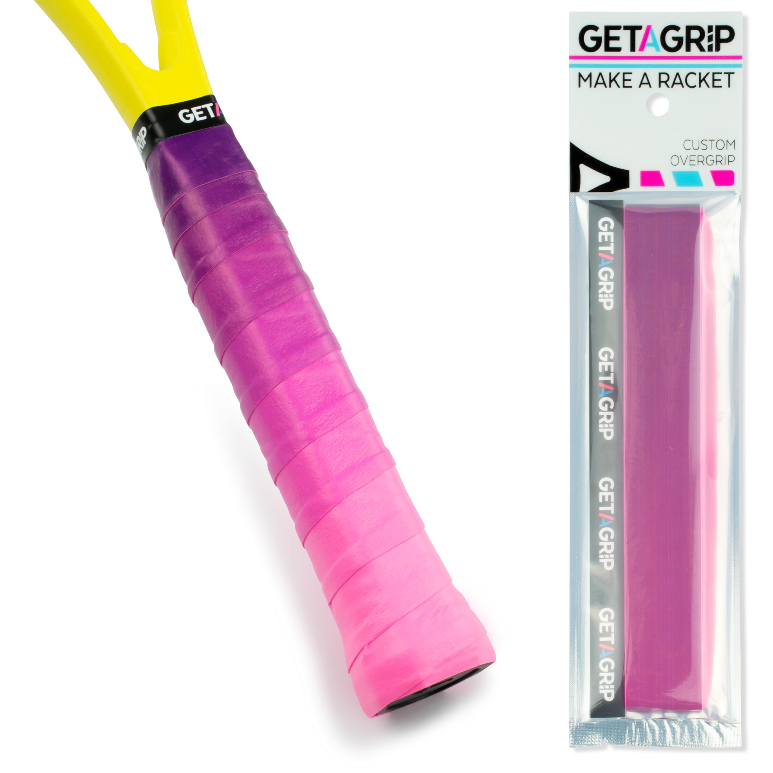 GET A GRIP - Custom Tennis Racket Grip Tape - Anti-Slip/Quick-Drying Tennis Overgrips - Precut Badminton Racket Grip with Finishing Tape - Squash Racket Grip Tapes (Cascade, 1)