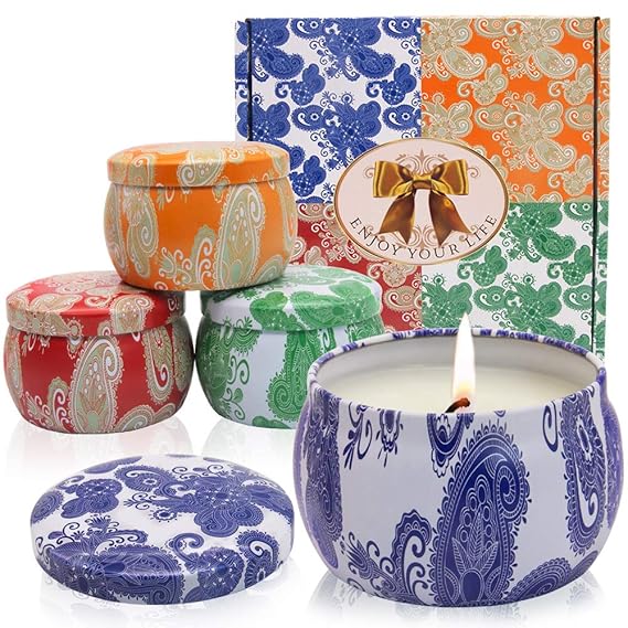 SPECOOL Duftkerzen Geschenkset 120 Stunden Brenndauer Citronella Kerzen, 4 Geschmacksrichtungen, natürliches Soja-Wachs Aroma