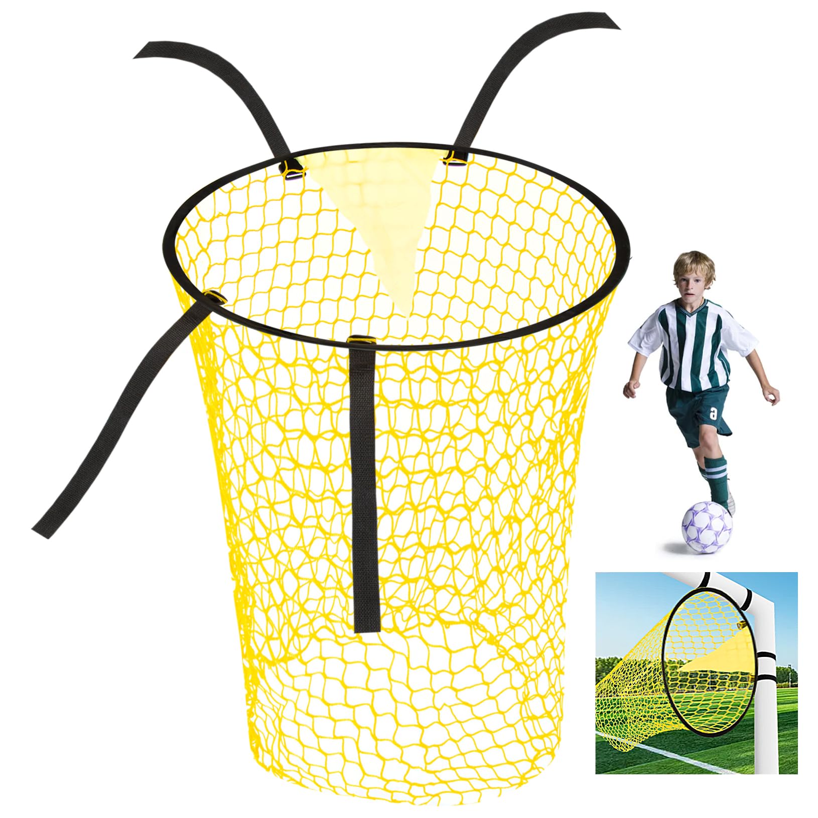 Pufeuoo 2Pcs Football Target Net, Top Bins Football Net for Goal Training, Target Practice Nets with 4 Straps, Foldable Soccer Field Nets for Quarterbacks Football Soccer Ball Training (2)