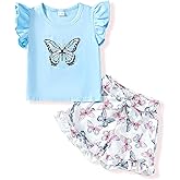 NZRVAWS Girl Clothes Toddler Girls Summer Outfit Heart Tank Top+Pink Shorts 2 Piece Clothing for Girl 1 2 3 4 5 6 7 T