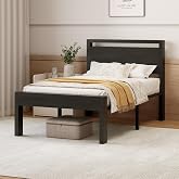 Sweetcrispy 14 Inch Twin Size Metal Bed Frame with Wood Headboard, Black | Heavy-Duty 1000Lbs Capacity With Reinforced Steel Slats, Noise-Free Design, No Box Spring Needed, Easy Assembly