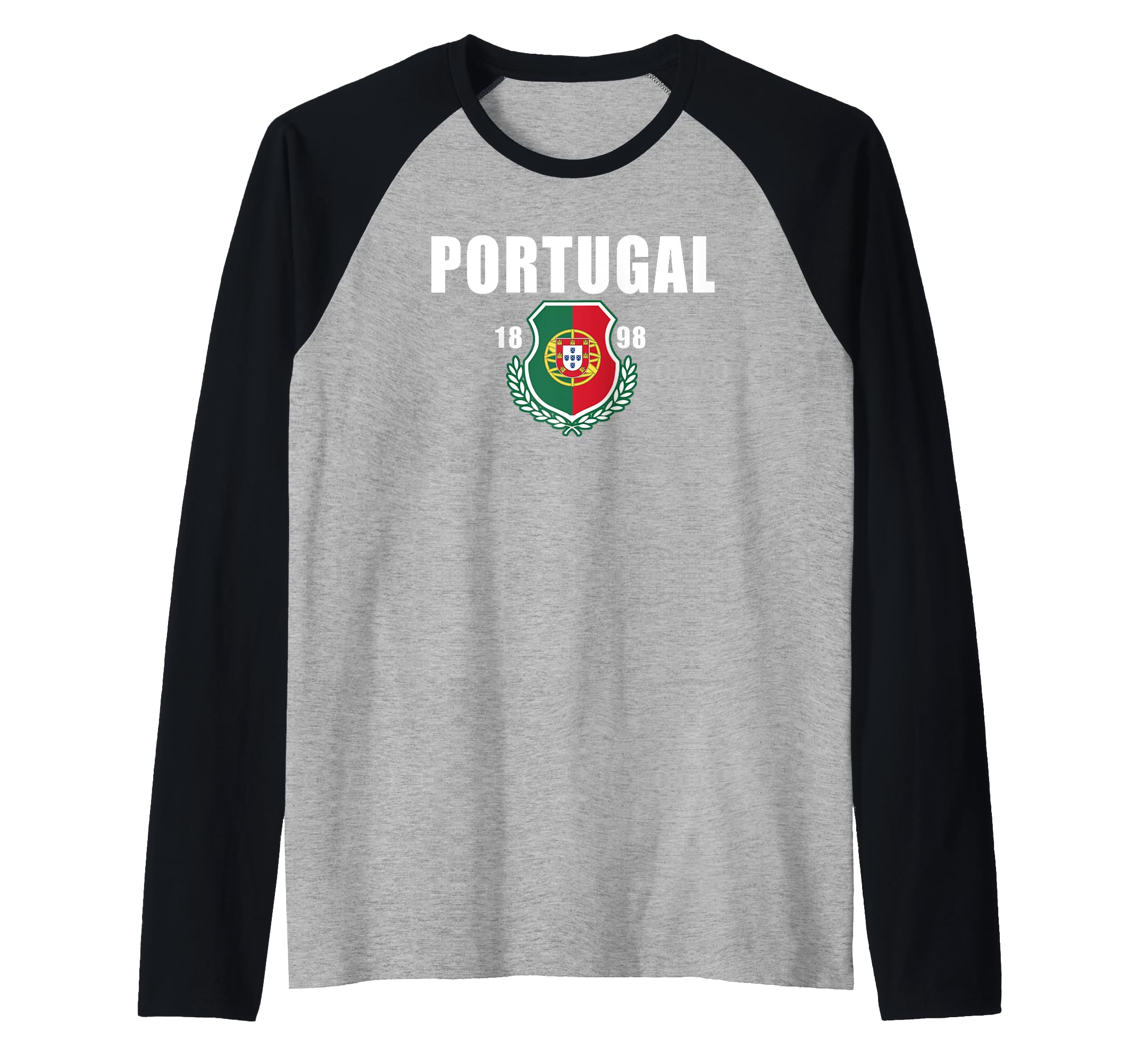Portugal Big Bold Text Centre Flag Raglan Baseball Tee