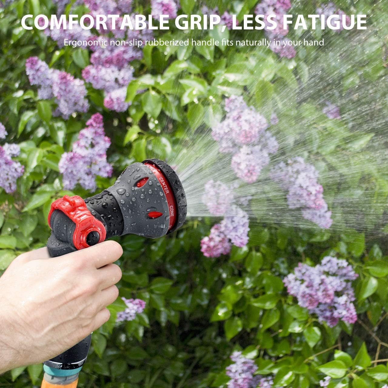 Homitt Garden Hose Nozzle One-Piece, 8 Spray Patterns Hose Nozzle, Easy Thumb Up Control Open and Adjust Plenty Water, High Pressure Water Hose Nozzle for Garden, Pet, Plant, 4PCS Washers, 175 psi : Garden & Outdoor