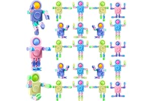 Hanaive 24 Pcs Robot Fidget Spinners Transformable Fingertip Gyro Chain Toy Deformable DIY Stress Relief Fidget Sensory Toys Adults Piñata Goodie Bag Birthday School Gift