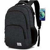 TANTOMI Travel Laptop Backpack for Men Women, Business Anti-Theft Slim 15.6 Inch Laptop Bag with USB Charging Port, Water Resistant School Bag College Backpack for Travel, Work & Daily Carry