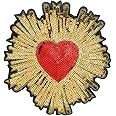 2pieces Gold Sequins Red Heart Embroidery Applique Patches Sew on Iron on Dress T-Shirt Apparel Accessories TH686