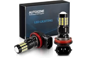 AUTOGINE 2800 Lumens Extremely Bright H11 H8 H16 LED Fog Light Bulbs for DRL or Fog Lights, DOT Approved, 6000K Xenon White (Pack of 2)