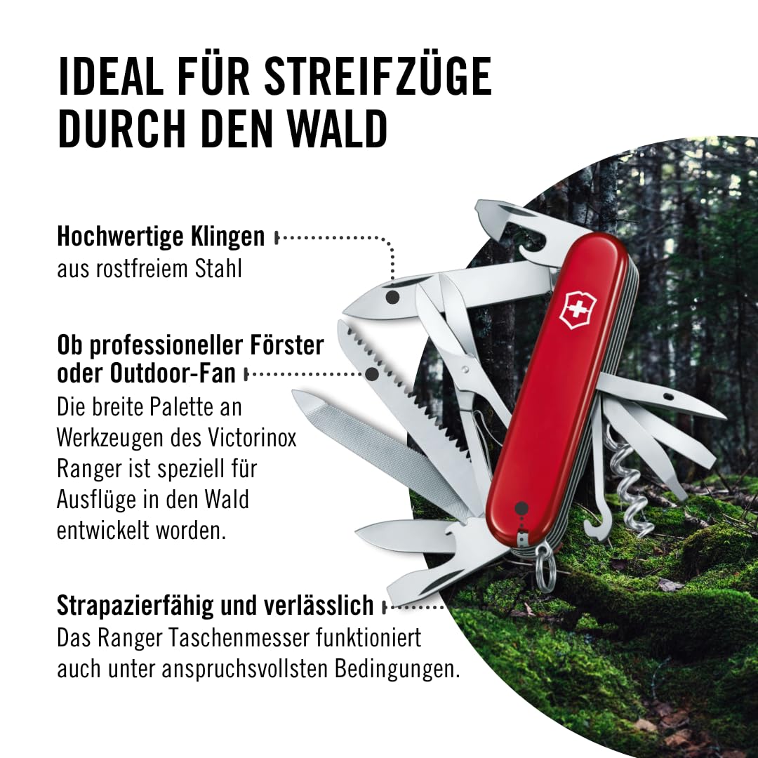 Victorinox Schweizer Taschenmesser, Ranger, Swiss Army Knife, Multitool, Klappmesser, 21 Funktionen, Klinge, Korkenzieher, Dosenöffner 6