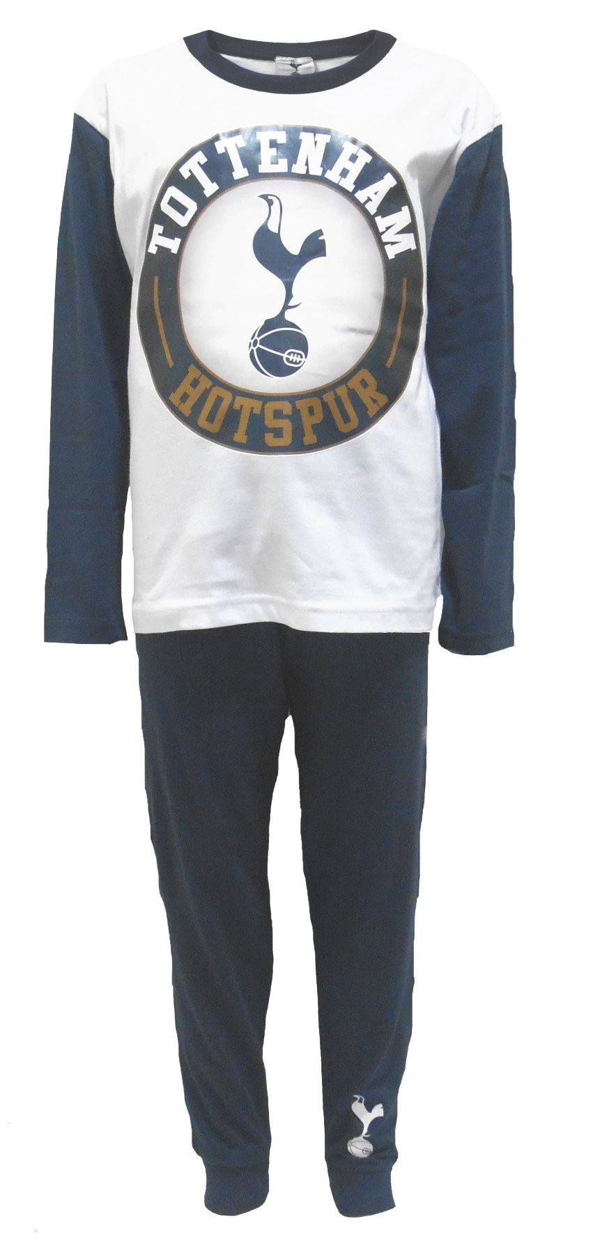 Tottenham Hotspur Football Club 100% Official Merchandise Kids Childrens Boys Girls 2 Piece PJ, Pyjama Set, Tottenham Solid, 4-5 Years, White/Blue
