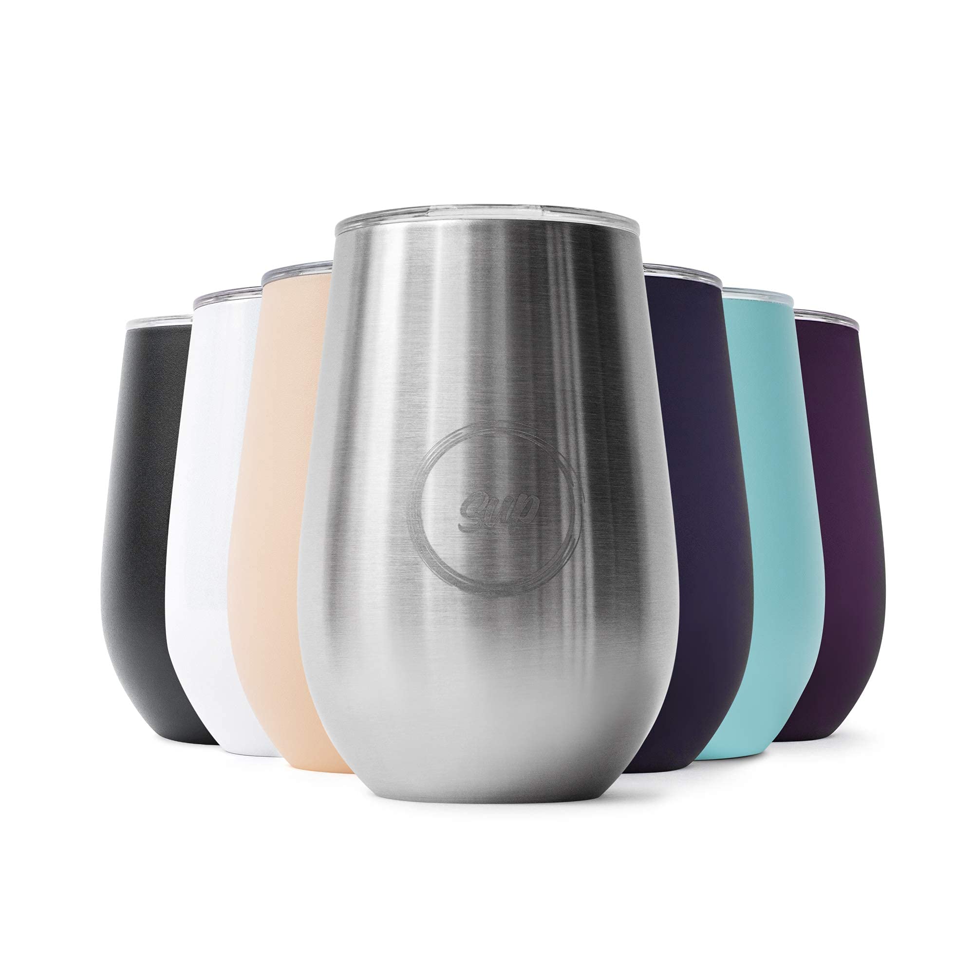 Sup Insulated Wine Tumbler Stainless Steel Double Wall Vacuum Stemless Wine Glass Cup with Lid 350ml 6 Hours Cold Silver