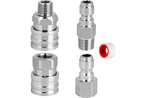 Qoroos 2 Sets NPT 1/4 Inch Quick Connect Pressure Washer Fittings Stainless Steel Quick Connect Kit Male and Female Pressure Washer Adapter Set (Internal Thread, External Thread)