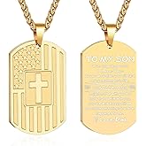 Zocomi To My Son Dad Brother Husband Grandson Grandpa Boyfriend Man Dog Tag Cross Necklace Christian American Flag Birthday Graduation Gifts Jewelry for Men Boys