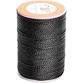 FANDOL Waxed Polyester Cord Wax-Coated Strings Waterproof Round Wax Coated Thread for Braided Bracelets DIY Accessories or Leather Sewing (Black)