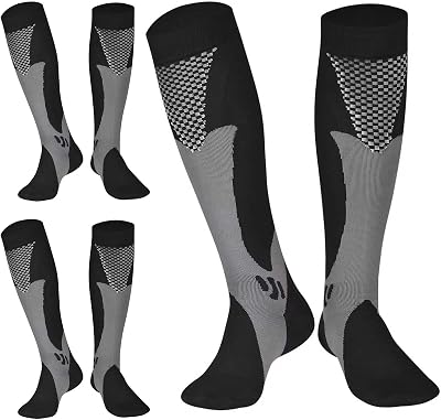 Gcbiger Compression Socks 3 Pairs 20-30 mmHg Men Women XXXL Black
