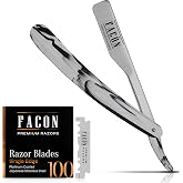 Fac&oacute;n Straight Razors for Men - Professional Barber Straight Edge Razor Kit with 100 Blades, Classic Stainless Steel Barbero Shaver for a Smooth &amp; Precise Shave, Premium Barber Razor for Men's Shaving
