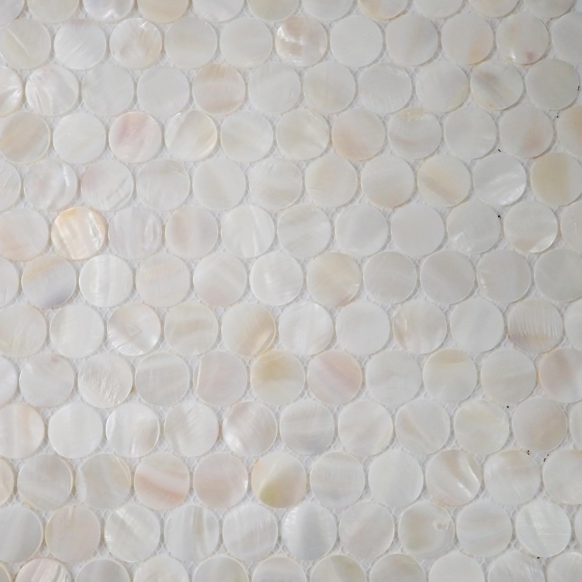 Incudo White Mother of Pearl Round Mosaic Tile - 285x298mm, Mesh Backing