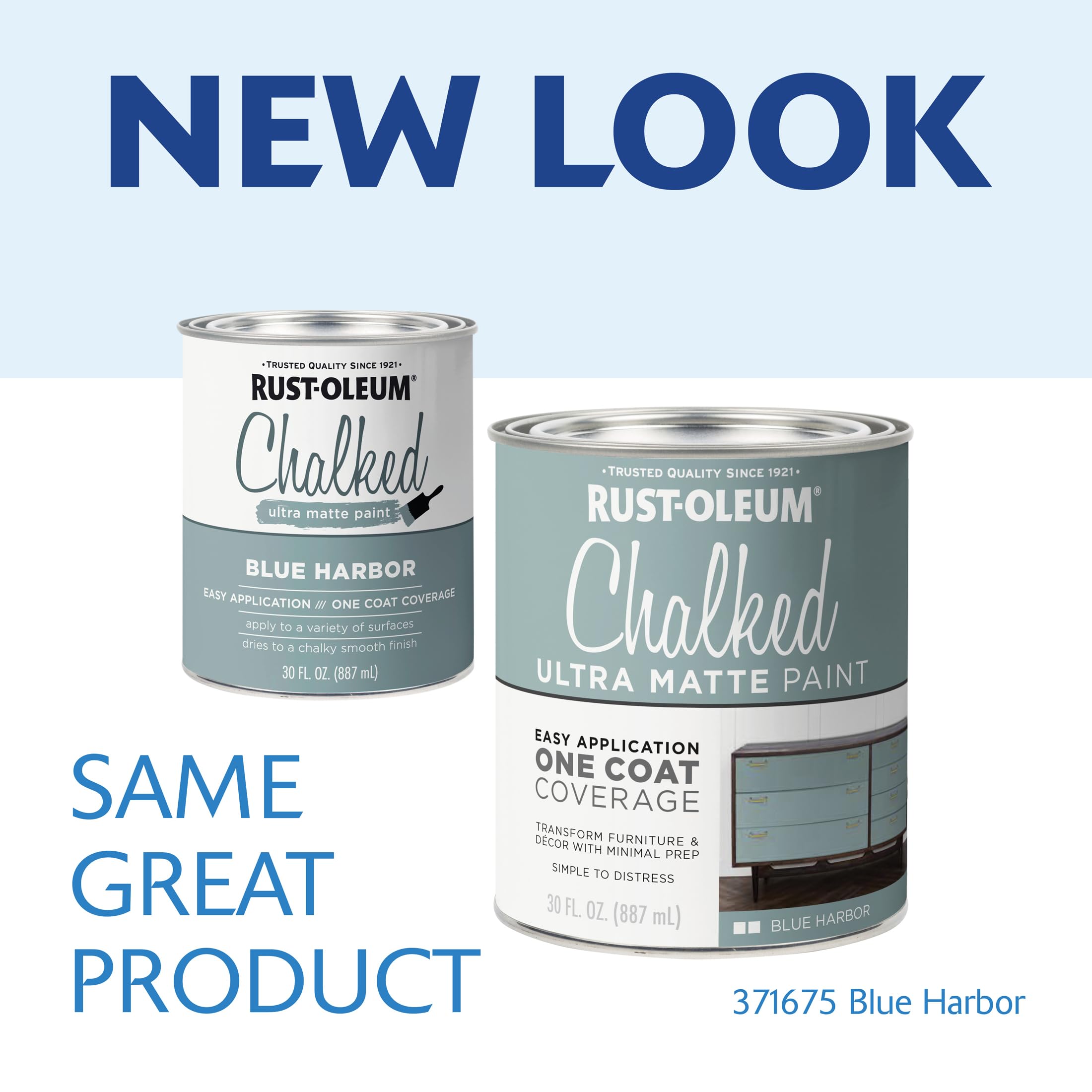 Rust-Oleum Harbor Blue Chalked All-in-One Ultra Matte Paint | One Coat Coverage | No Primer, Sanding, Or Topcoat Needed | Easy Clean Up | Made in USA | 30 OZ