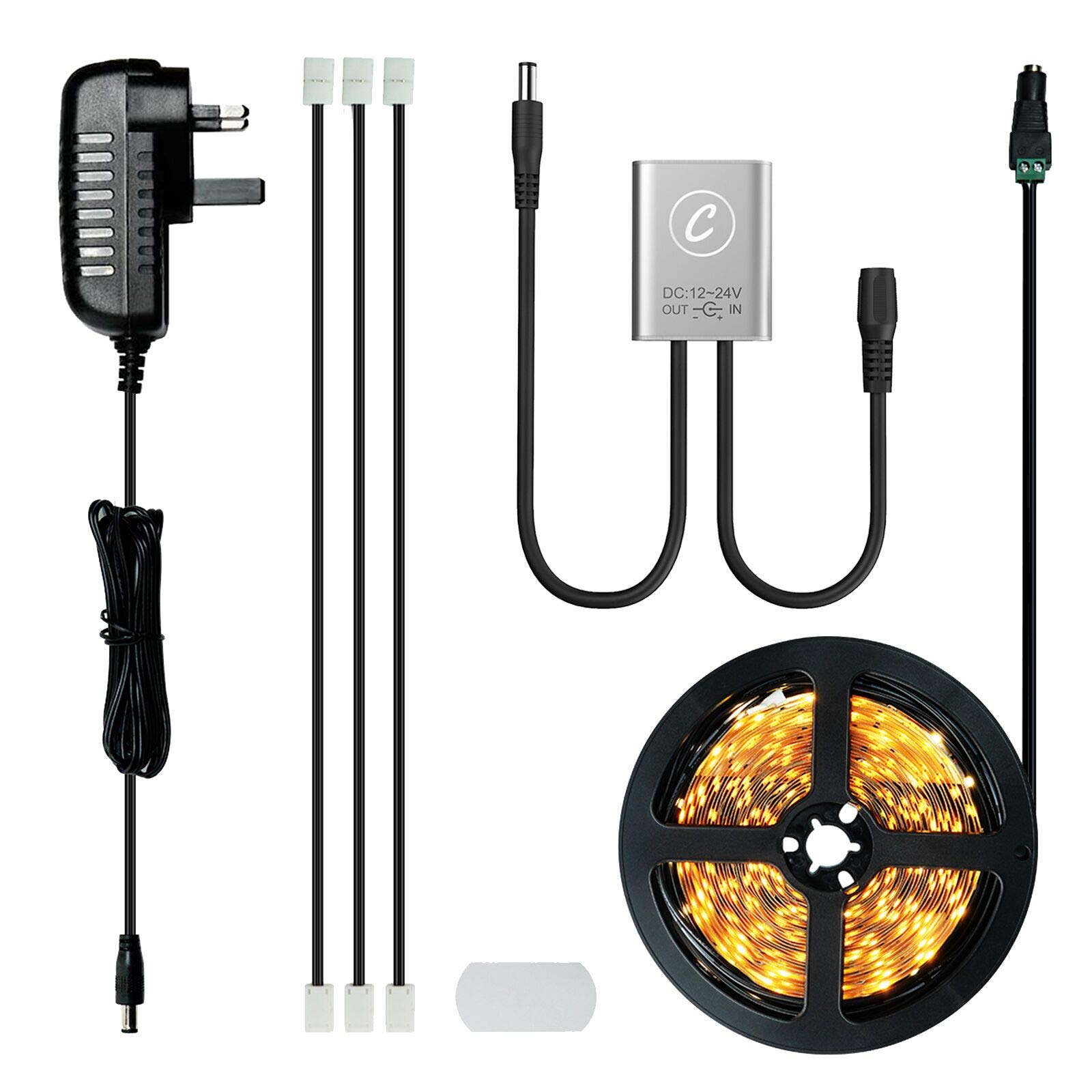 Sensky Under Cabinet Lighting 8.2FT/2.5M Warm White Flexible LED Strip Lights Kit with Cabinet Sensor Switch for Closet Wardrobe Gun Safe