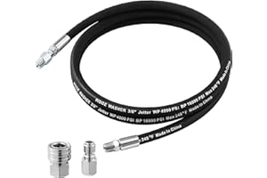 RIDGE WASHER Pressure Washer Whip Hose with Swivel, 3/8'' Power Washer Jumper Hoses, Hose Reel Connector Hoses for Pressure Washing with Adapter Set, 8 FT, 4000 PSI