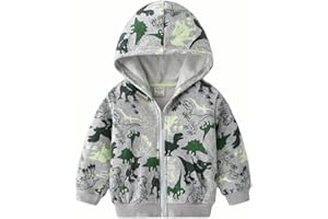 NautySaurs Boys Zip-up Dinosaur Hoodies Toddler Light Jackets Zipper Sweatshirt